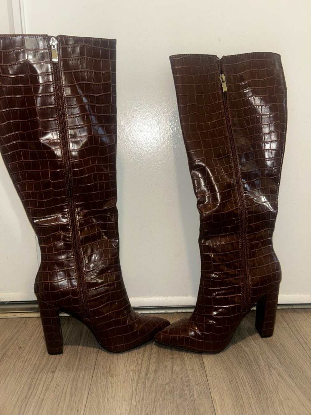 Chocolate brown knee high boot